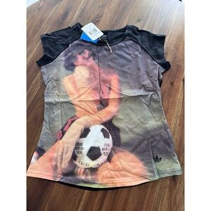 Adidas Black and Multicolor Soccer Graphic Tee
